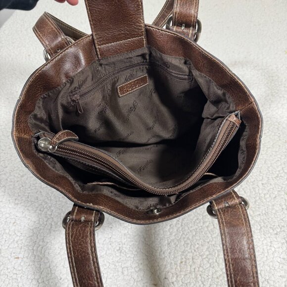 Fossil Shoulder Bag Purse Striped Canvas Leather Buckle Shoulder Strap Y2K - Picture 5 of 8